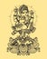 Sketch of Hindu God Lord Ganapati or Shiva Parvati Son Gajanana outline Editable Vector Illustration