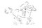 Sketch horseman galloping on horse