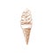 Sketch ice cream in waffle cone, creamy swirl