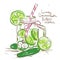 Sketch illustration of Lime Cucumber Detox water.