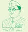 Sketch of Indian famous freedom fighter Netaji Subhash Chandra Bosh outline editable illustration