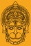 Sketch of Indian Powerful and Strong God Lord Hanuman or Aanjaneya closeup face, mask outline editable illustration