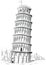 Sketch of Italy Landmark - Tower of Pisa