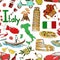 Sketch Italy seamless pattern