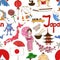 Sketch Japan seamless pattern