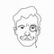 Sketch of a learned man with a mustache and a pince-nez. vector illustration in retro style. Black and white image. for logos,