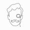 Sketch of a learned man with a mustache and a pince-nez. vector illustration in retro style. Black and white image. for logos,