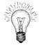 Sketch light bulb. Incandescent lamp or incandescent light globe. Idea sign, solution, thinking concept. Lighting