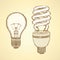 Sketch light bulbs in vintage style