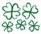 Sketch line clover. Hand drawn brush shamrocks on white background