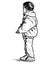 Sketch of a little boy in jacket standing and looking