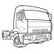 Sketch of a lorry only cabin without cargo, coloring, isolated object on a white background, vector illustration