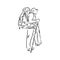 Sketch of man trekking with big backpack Hand drawn vector illustration