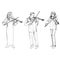 Sketch of man and women playing the violins