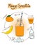 Sketch Mango smoothie recipe.