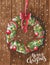 Sketch markers Christmas wreath on wooden door. Sketch done in a