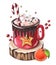 Sketch markers illustration food red mug new year and christmas with star and marshmallow cocoa coffee and lollipop with