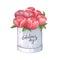 Sketch markers peony in a box for Valentine`s day. Sketch done i