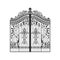 Sketch metal gate, entrance to the temple, original illustration forged products