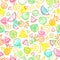 Sketch mixed tropical fruits seamless pattern background vector