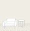 Sketch of modern interior table and armchair. vect