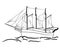 Sketch of nautical sailing vessel