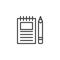 Sketch notebook and pencil outline icon