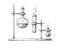 Sketch of objects of a chemical laboratory. Glassware for a chemical experiment. Vector pharmaceutical flasks, beakers and test