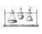 Sketch of objects of a chemical laboratory. Glassware for a chemical experiment. Vector pharmaceutical flasks, beakers and test