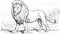 Sketch the Outline of a Capture the majestic silhouette of a lion in the wild