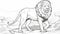 Sketch the Outline of a Capture the majestic silhouette of a lion in the wild