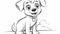 Sketch the outline of a cute and playful puppy with floppy ears and a wagging tail, ready for coloring