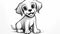 Sketch the outline of a cute and playful puppy with floppy ears and a wagging tail, ready for coloring