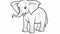 Sketch the of Outline a friendly elephant with a raised trunk and big floppy ears