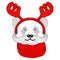 Sketch panda face with mustache in a reindeer antlers