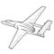 Sketch, passenger plane, coloring book, isolated object on white background, vector illustration