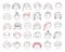Sketch people avatars. Female and male portraits, human faces, men and women user profile doodle icons vector set