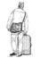 Sketch of a person with a heavy suitcase going for a trip