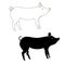 Sketch of pig/ Farm animal monochrome design element