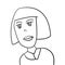 Sketch of portrait of funny girl or woman. Drawn by hand. Vector illustration.