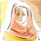 Sketch portrait of serious-looking Muslim woman wearing head-scarf Hijab.