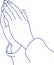 Sketch of praying or doing namaste hands outline editable illustration