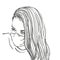 Sketch of preteen girl portrait in medical face mask