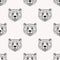 Sketch realistic face Bear seamless pattern. Hand drawn