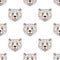 Sketch realistic face brown Bear seamless pattern. Hand drawn vector illustration in Doodle style. Engraving sketch for tattoos.