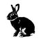 Sketch Realistic Rabbit Silhouette Illustration. Furry Easter Bunny Black Ink Silhouette on White Background.