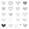 Sketch Romantic Love Hearts Retro Doodles Icons Set Valentine Day Vector Illustration