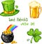 Sketch Saint Patrick day set, vector illustration