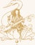 Sketch of Saraswati or Sharada is the Hindu goddess of knowledge, music, art, speech, wisdom, and learning editable outline