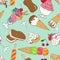 Sketch seamless pattern of colorful ice cream